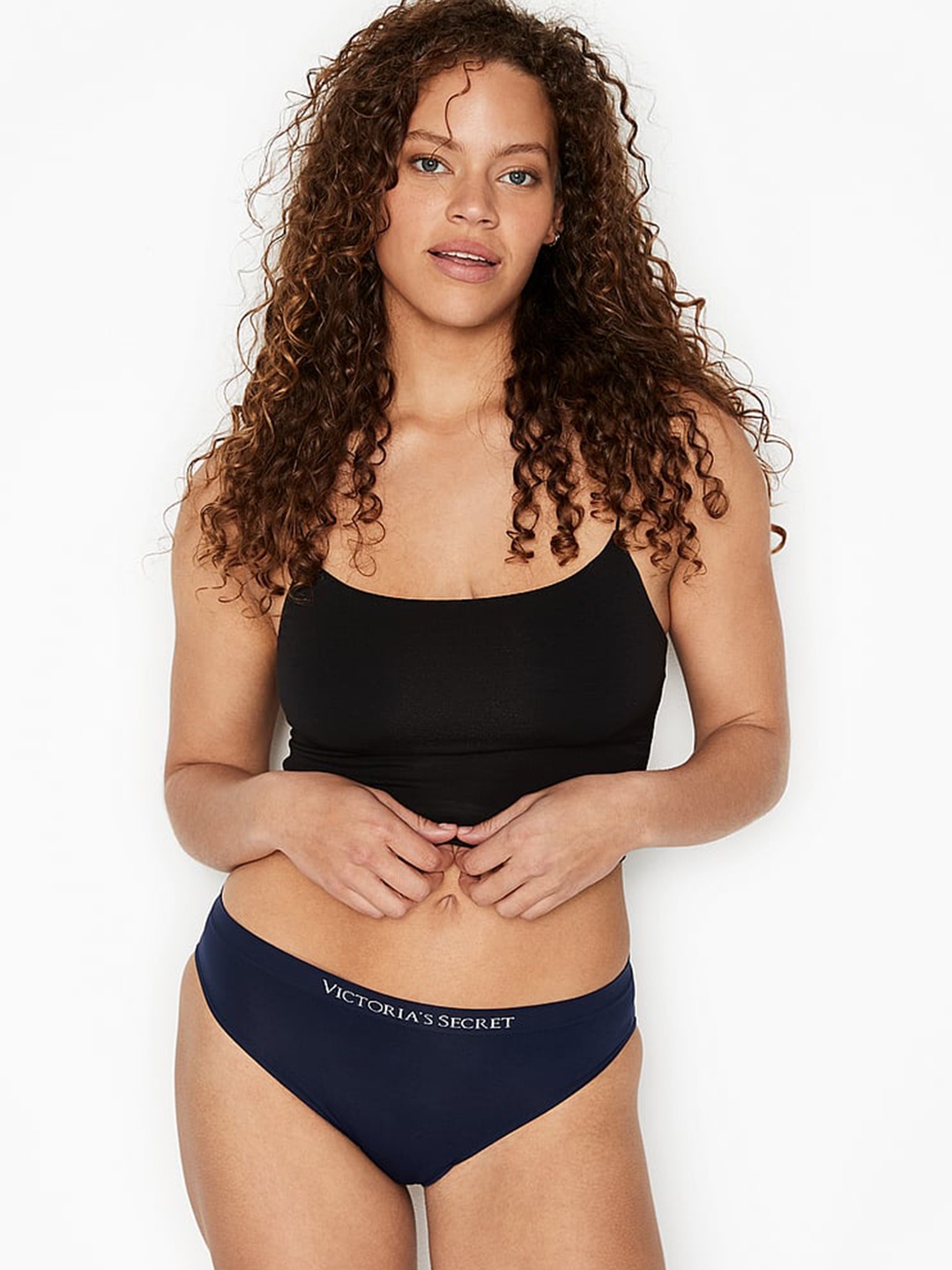 

Victoria's Secret Mid-Rise Seamless Bikini Briefs, Navy blue