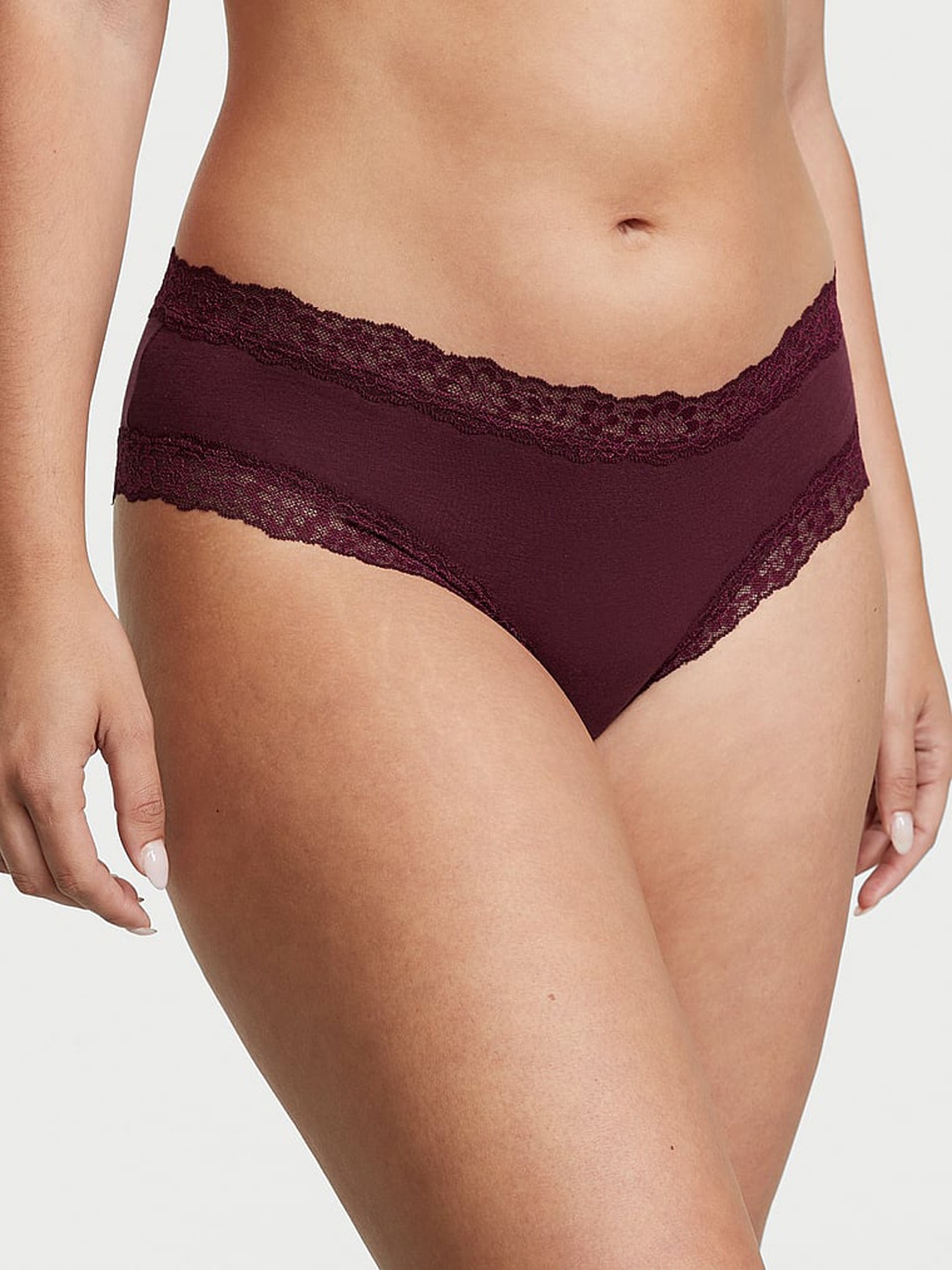 

Victoria's Secret The Lacie Lace-Waist Cheeky Hipster Briefs, Red