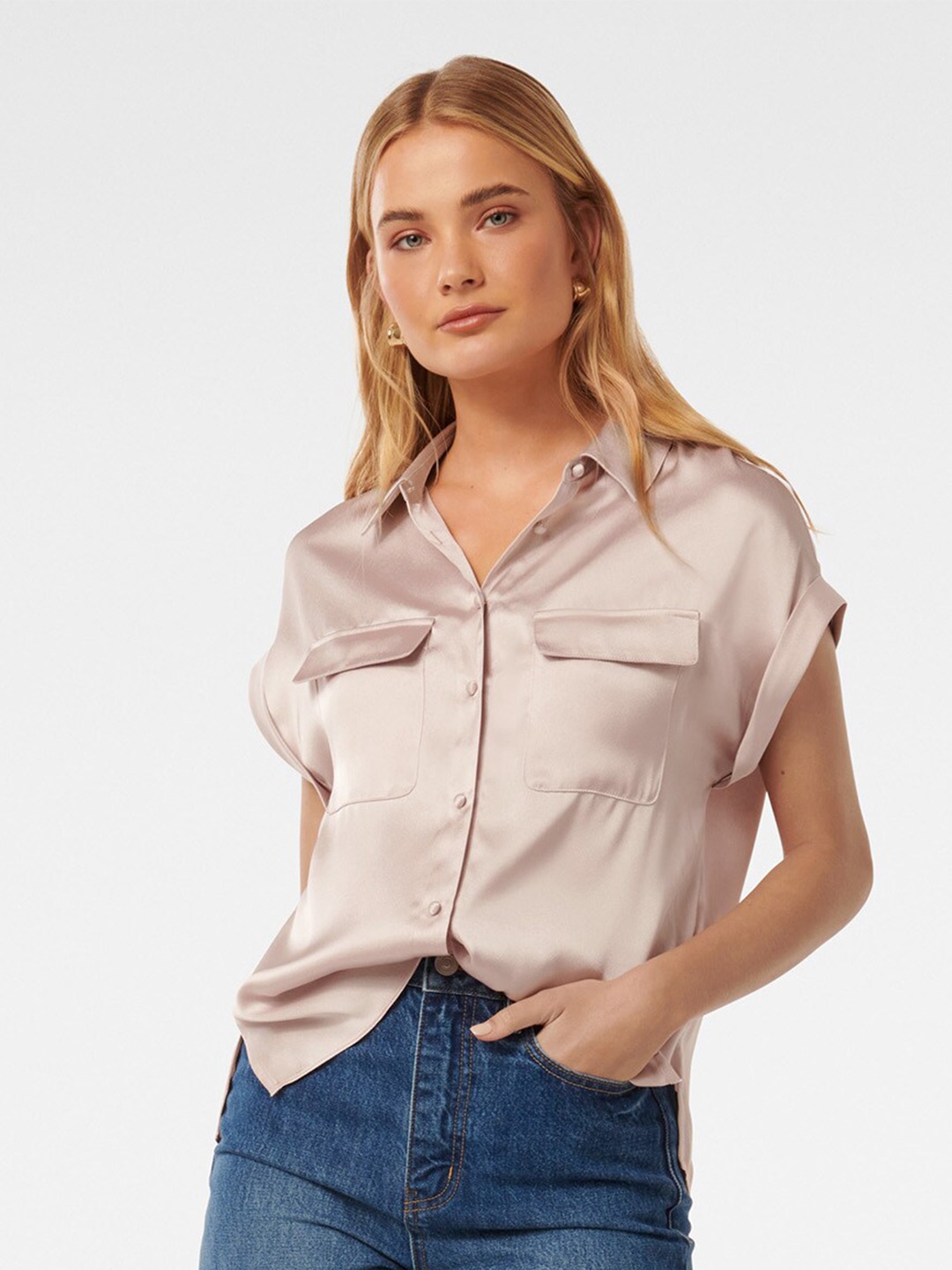 

Forever New Classic Spread Collar Casual Shirt, Pink