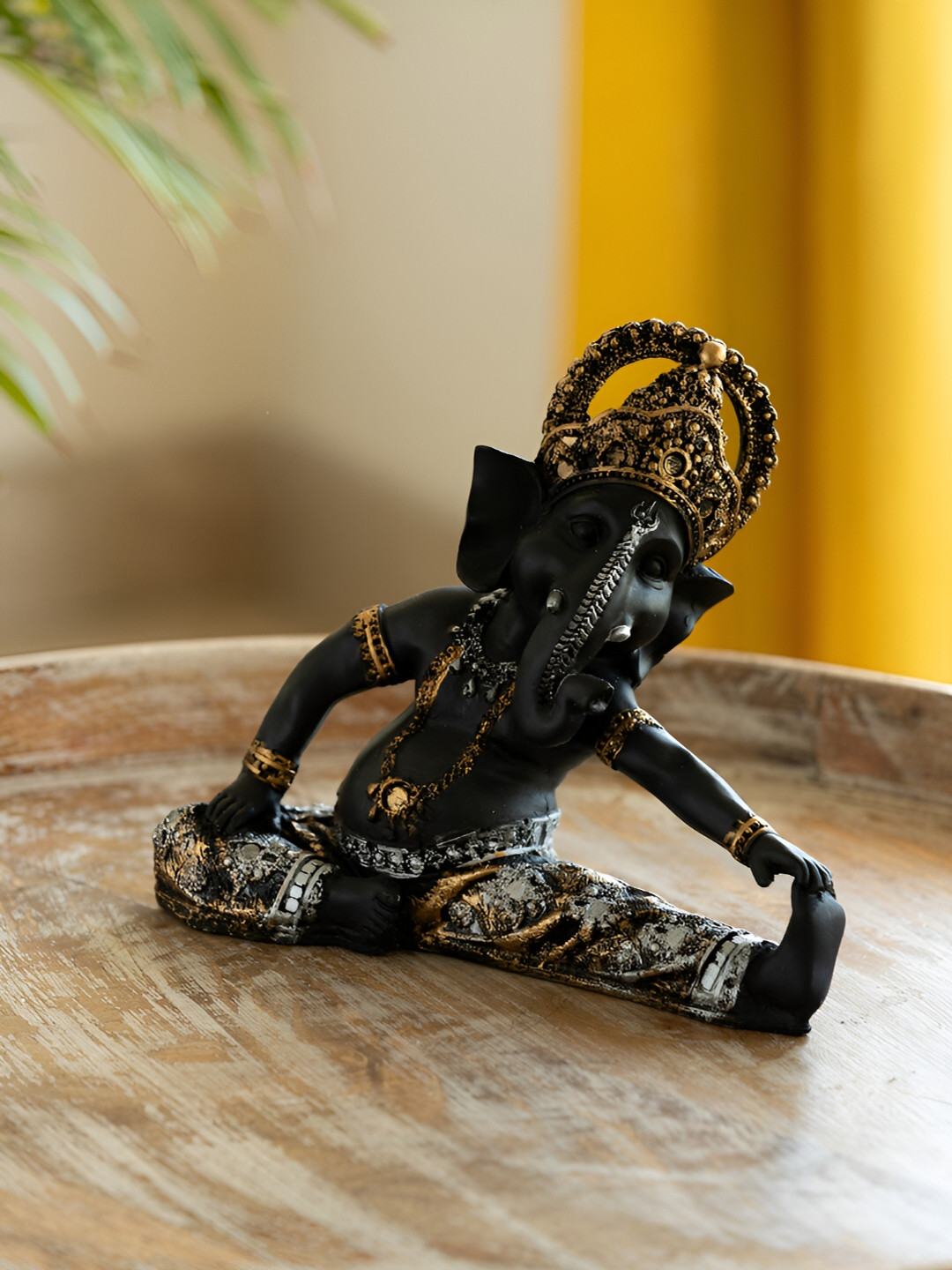 

ExclusiveLane Black Yoga Ganesha Idol Decorative Showpiece Figurine