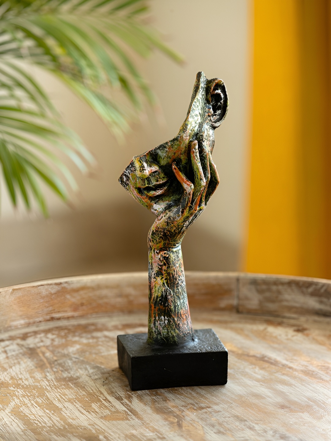 ExclusiveLane Thinking Human Face Modern Figurine Decorative Showpiece, Green