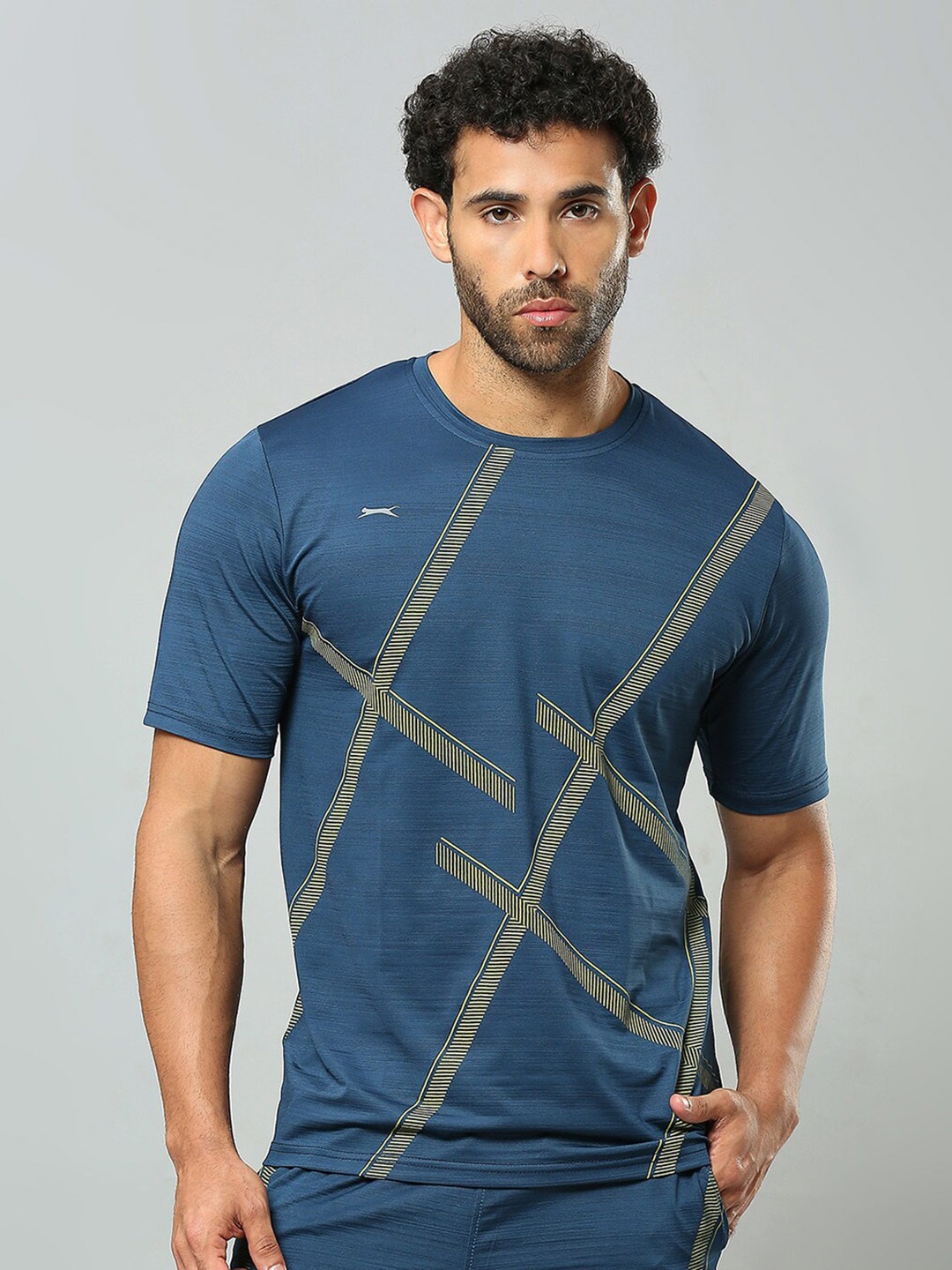 

Black Panther Striped Printed Round Neck Casual T-shirt, Navy blue