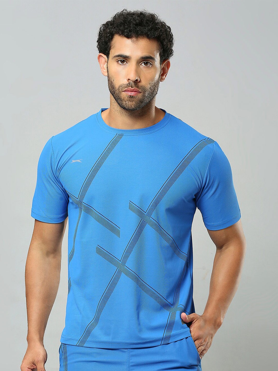 

Black Panther Geometric Printed Round Neck Casual T-shirt, Blue