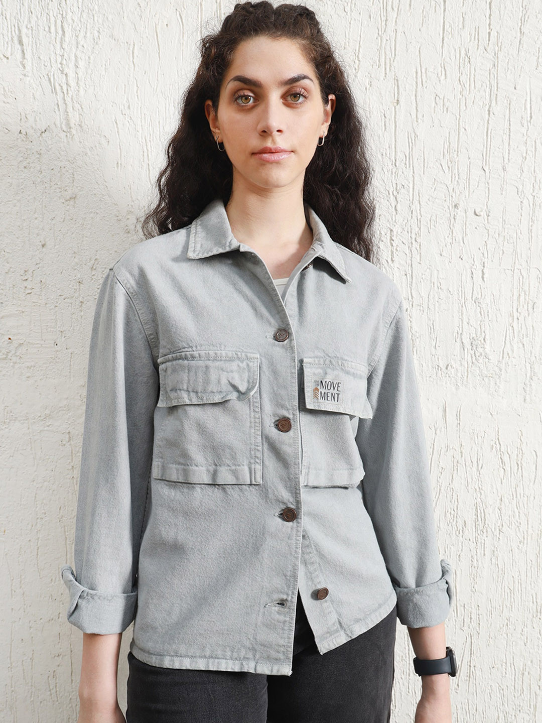 

Hubberholme Spread Collar Pure Cotton Denim Jacket, Green