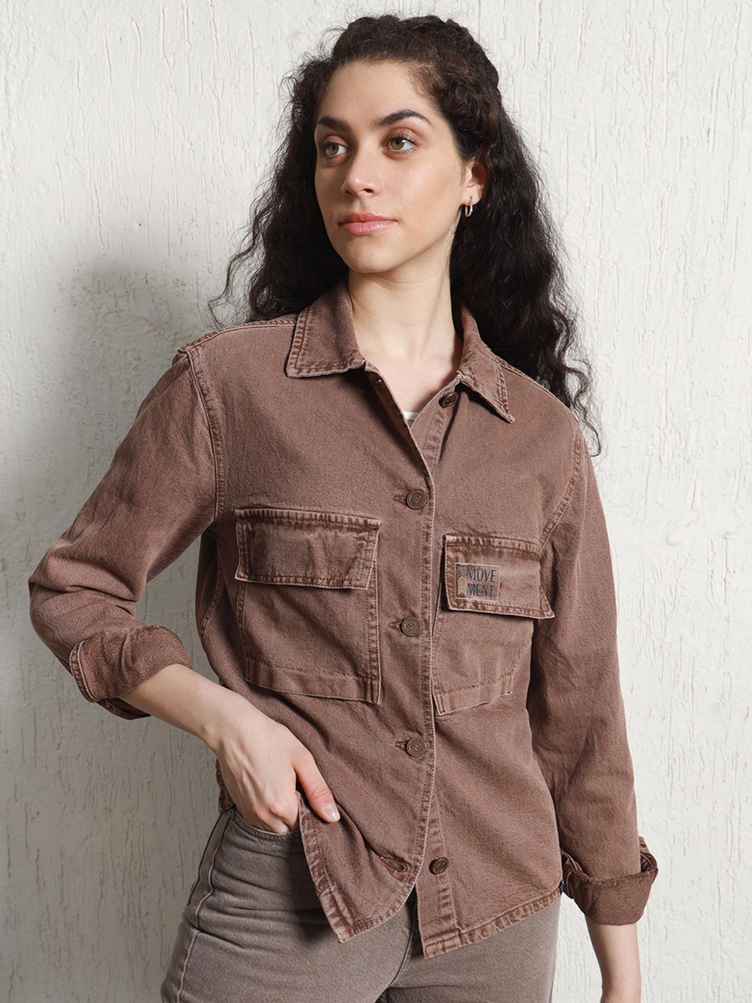

Hubberholme Washed Denim Jacket, Brown