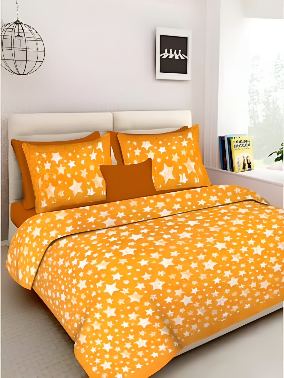 

Runjhun Yellow & White Geometric 180 TC Queen Bedsheet with 2 Pillow Covers