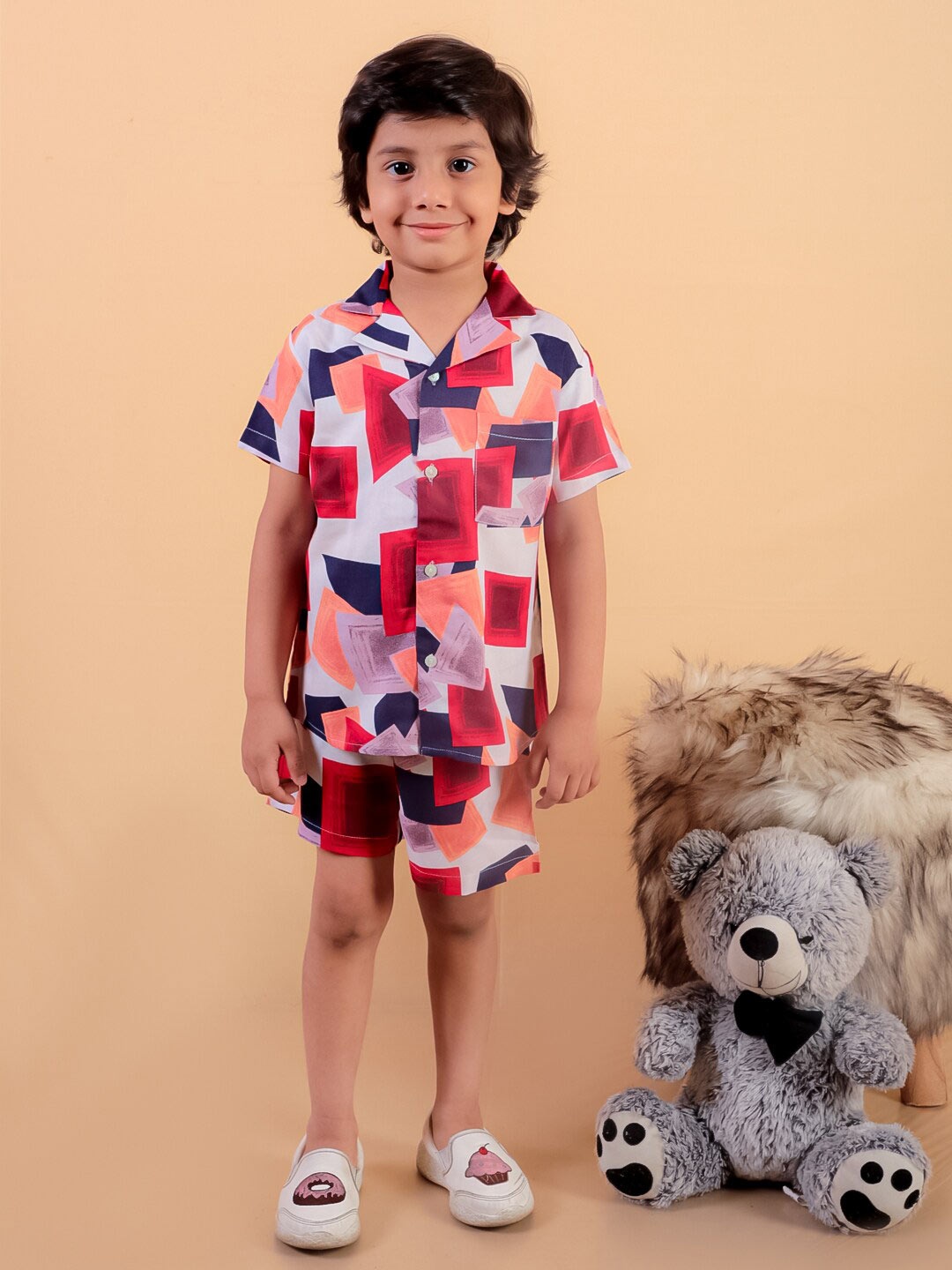 

BAESD Boys Printed Short Sleeves Shirt with Shorts, Red