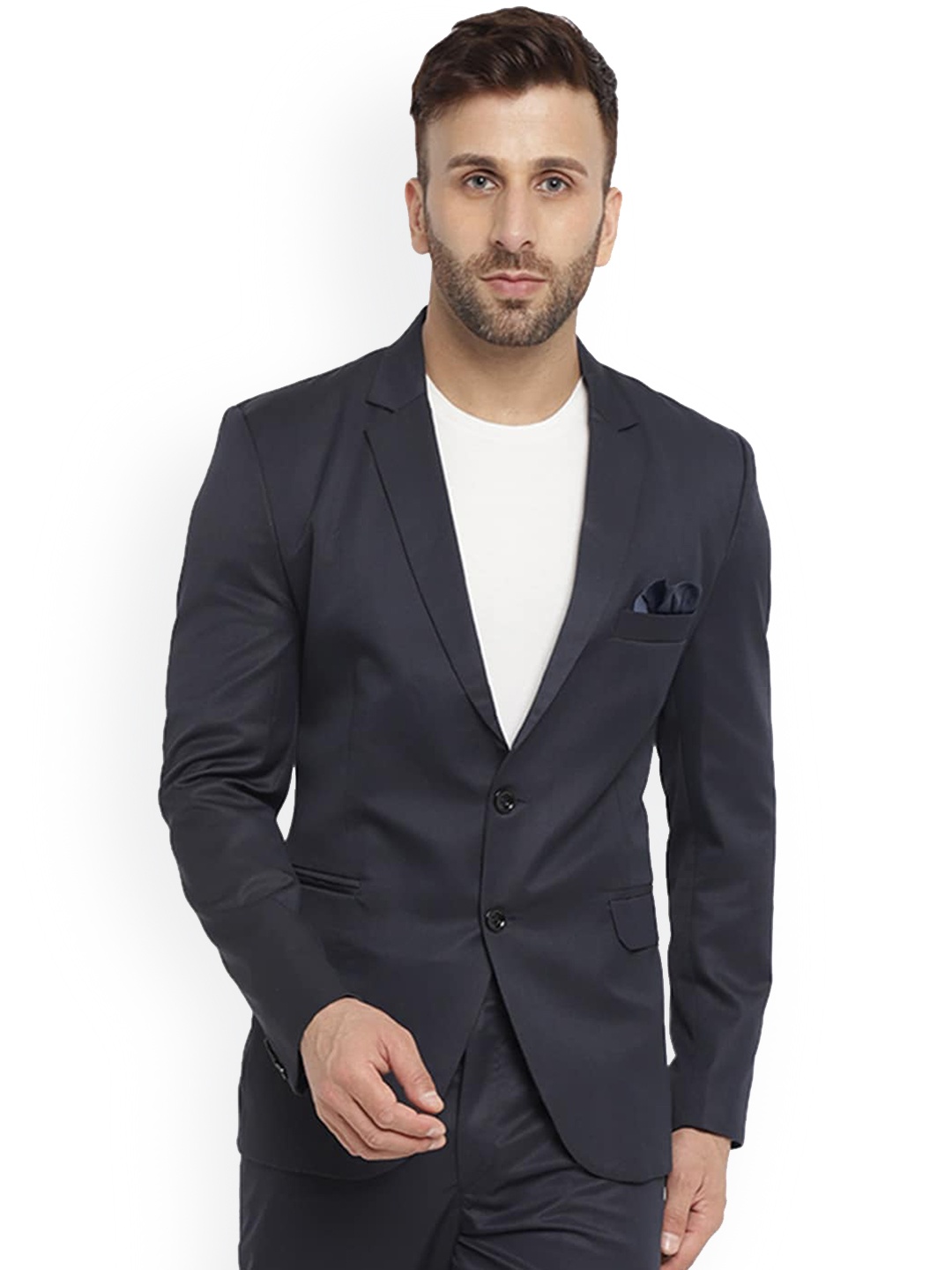 

REFULGENT Notched Lapel Single-Breasted Casual Blazer, Black