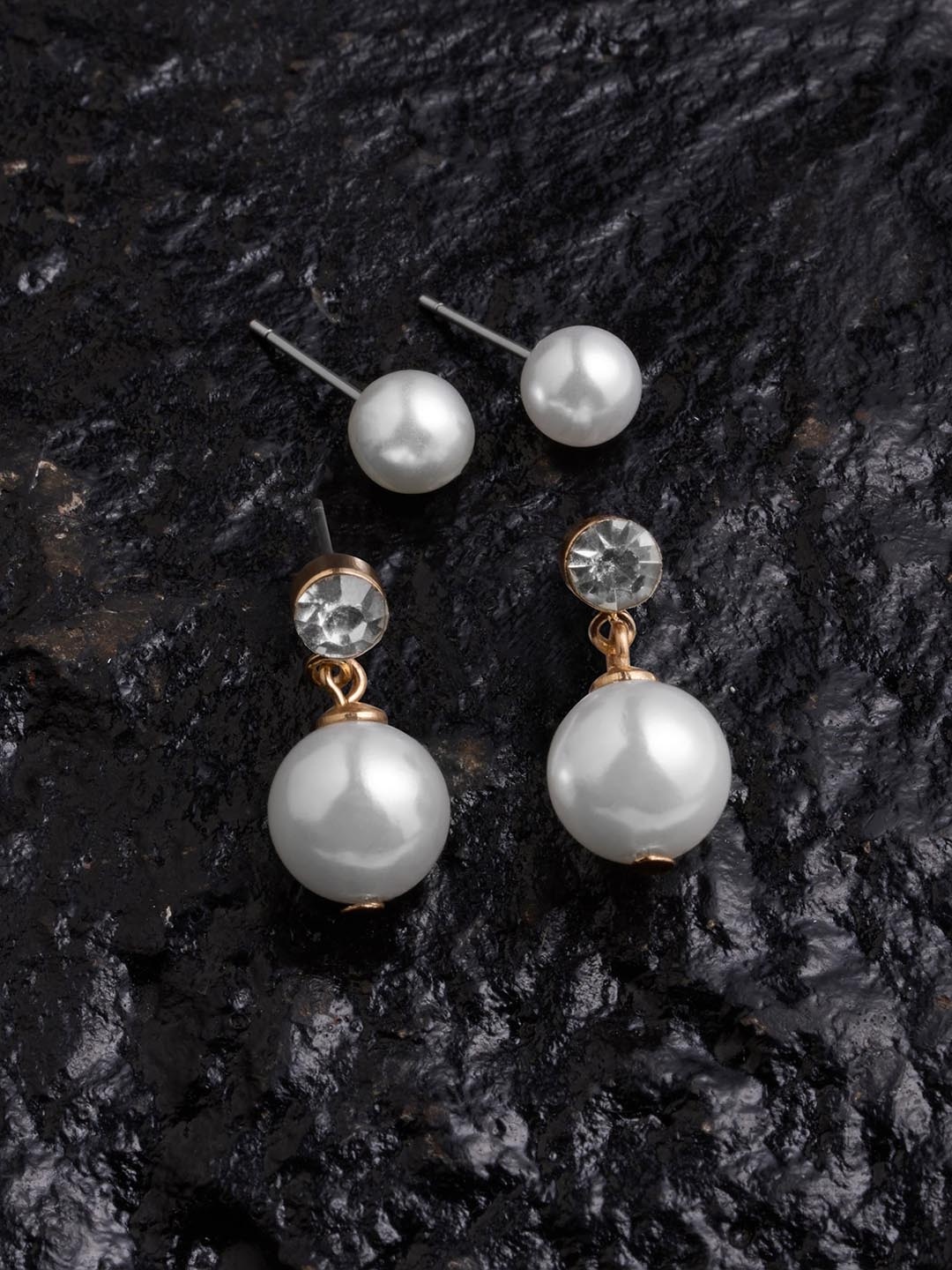 

Accessorize Set Of 2 Pearl-Beaded Contemporary Studs Earrings, White