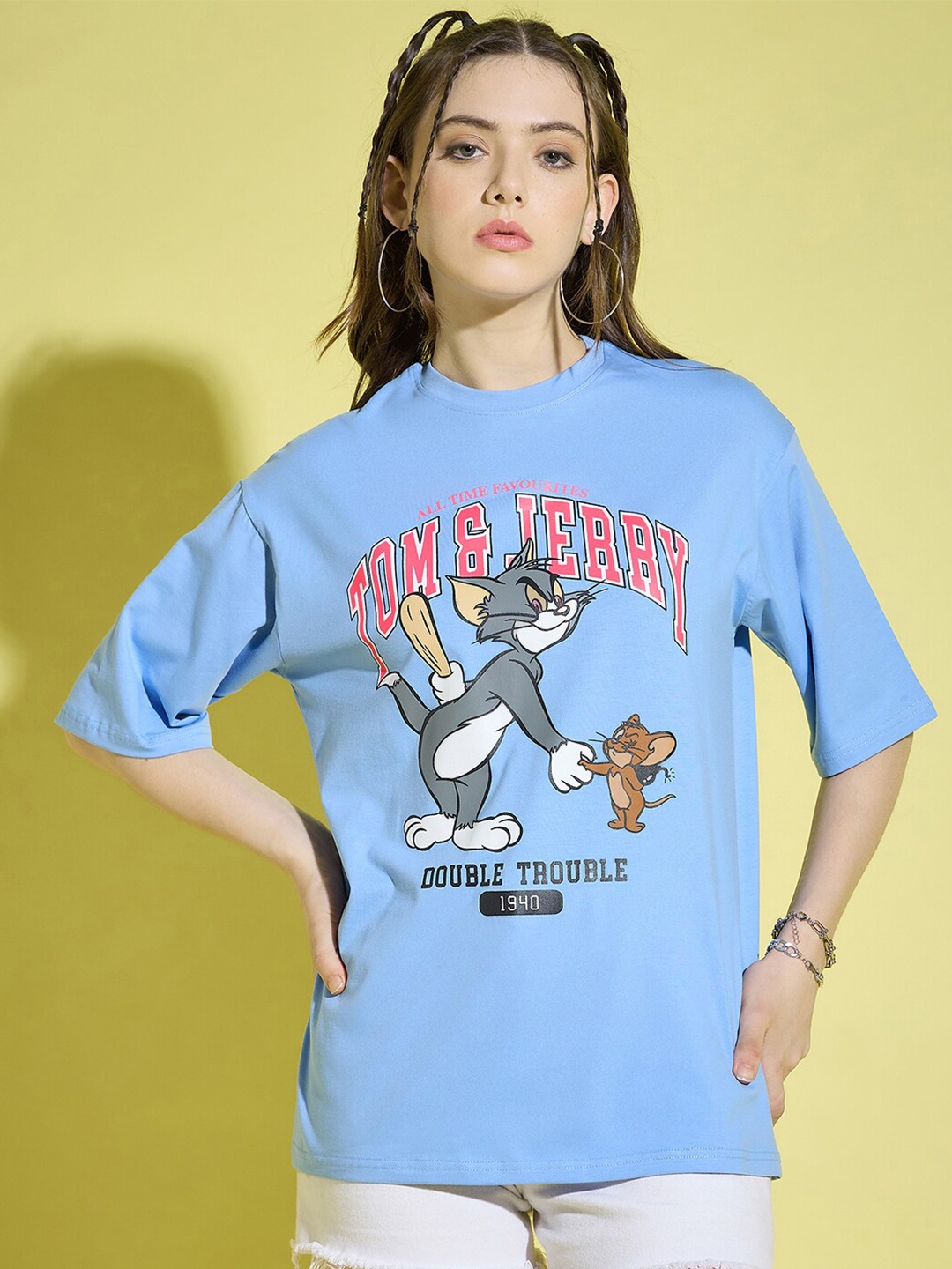 

BUY NEW TREND Tom & Jerry Printed Cotton T-shirt, Blue