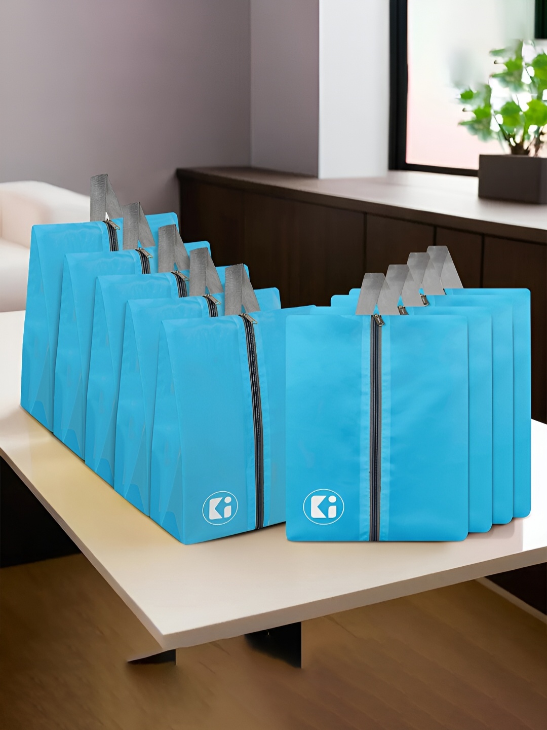 

Kuber Industries Blue 9 Pieces Fabric Multi-Utility Organisers