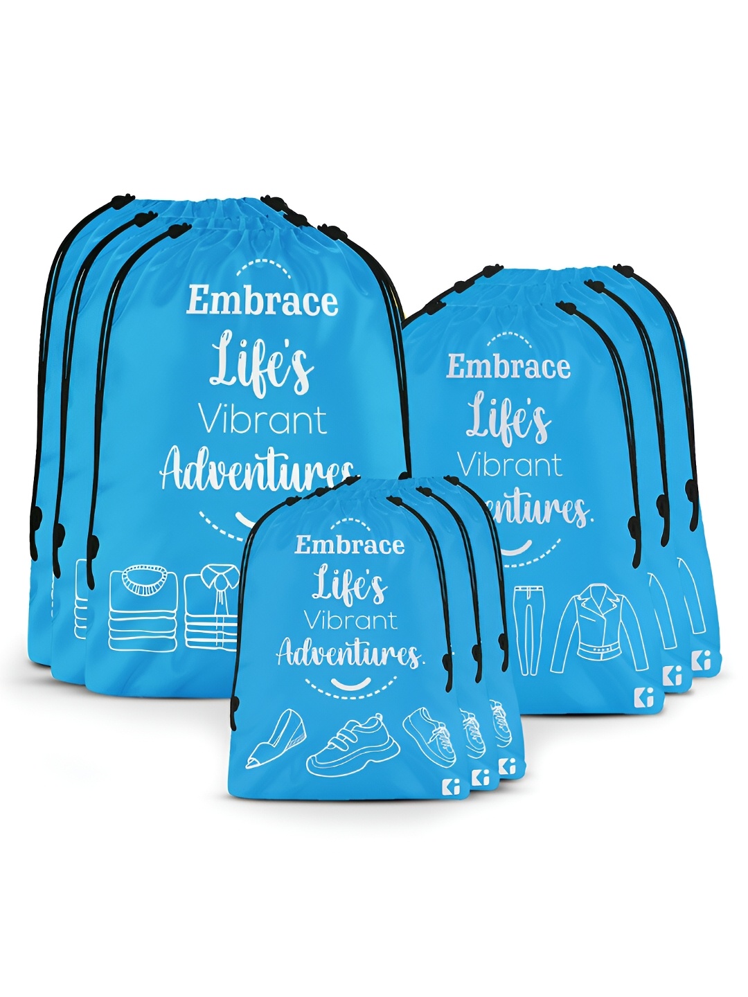 

Kuber Industries Blue 9 Pieces Printed Fabric Multi-Utility Organisers