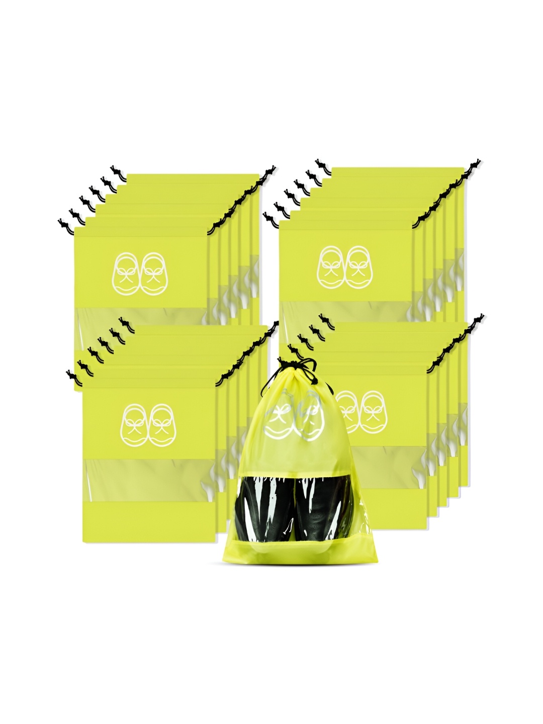 

Kuber Industries Yellow 24 Pieces Printed Fabric Multi-Utility Organisers