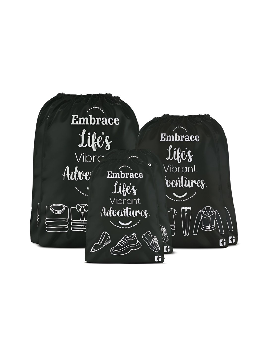 

Kuber Industries Black 6 Pieces Printed Fabric Multi-Utility Organisers