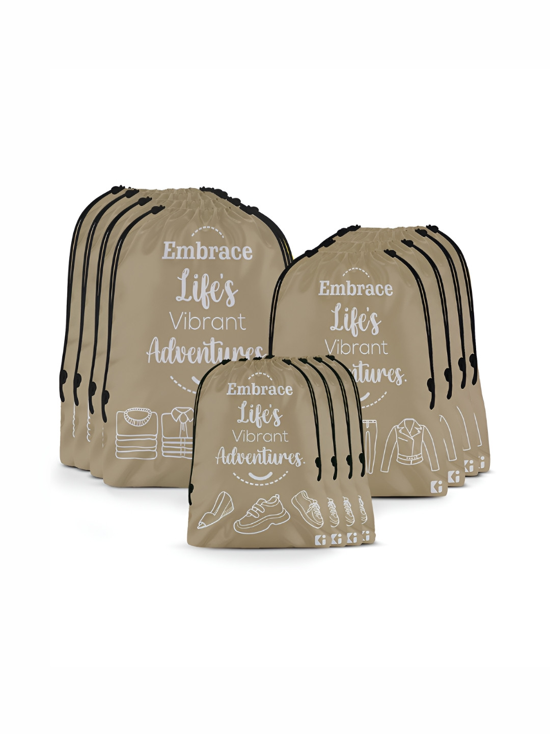 

Kuber Industries Brown 12 Pieces Printed Fabric Multi-Utility Organisers