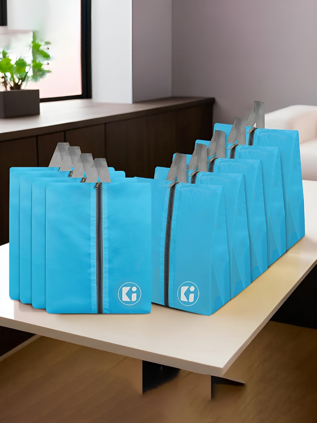 

Kuber Industries Blue 9 Pieces Fabric Multi-Utility Organisers