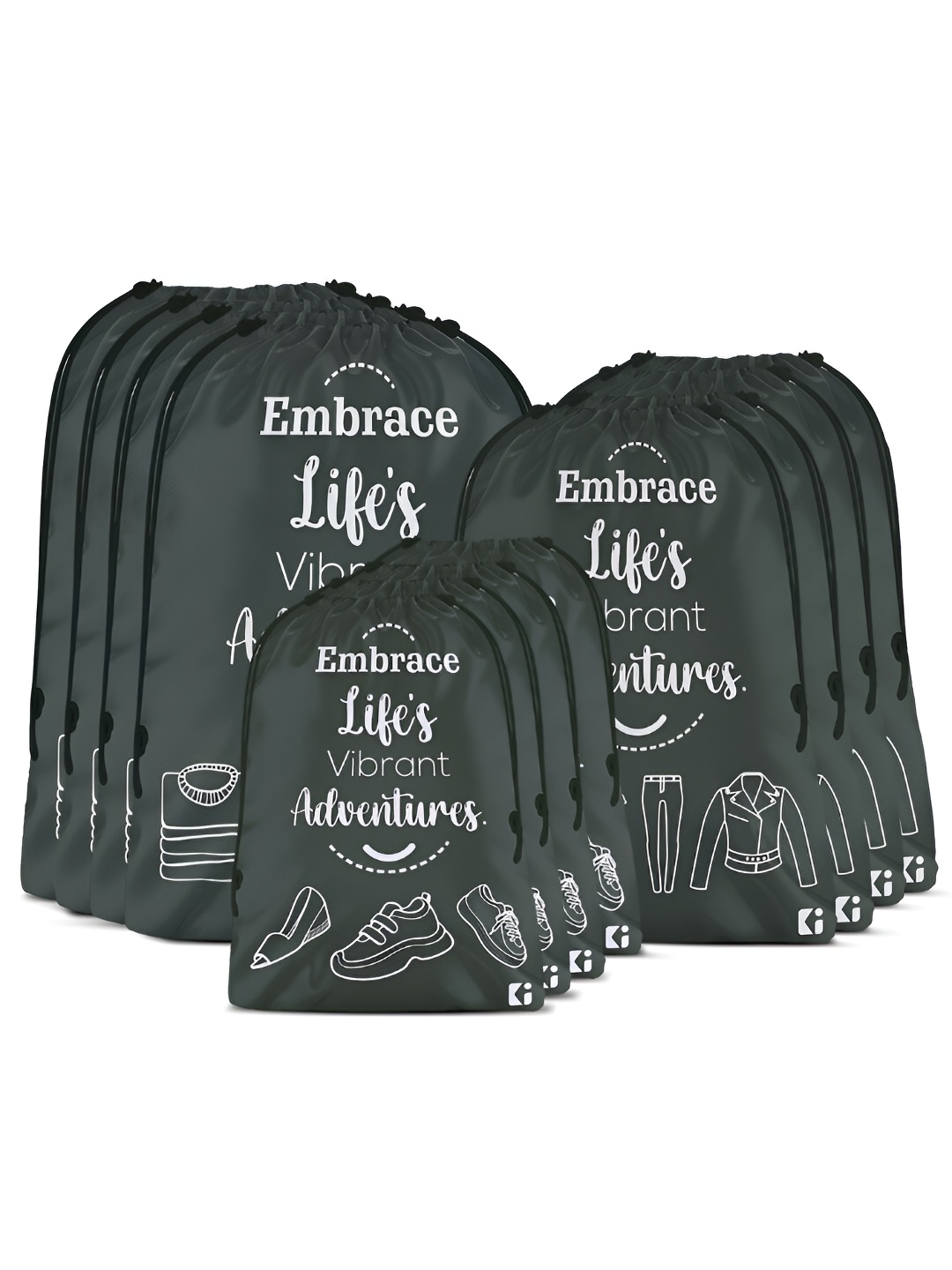 

Kuber Industries Grey 12 Pieces Printed Fabric Multi-Utility Organisers