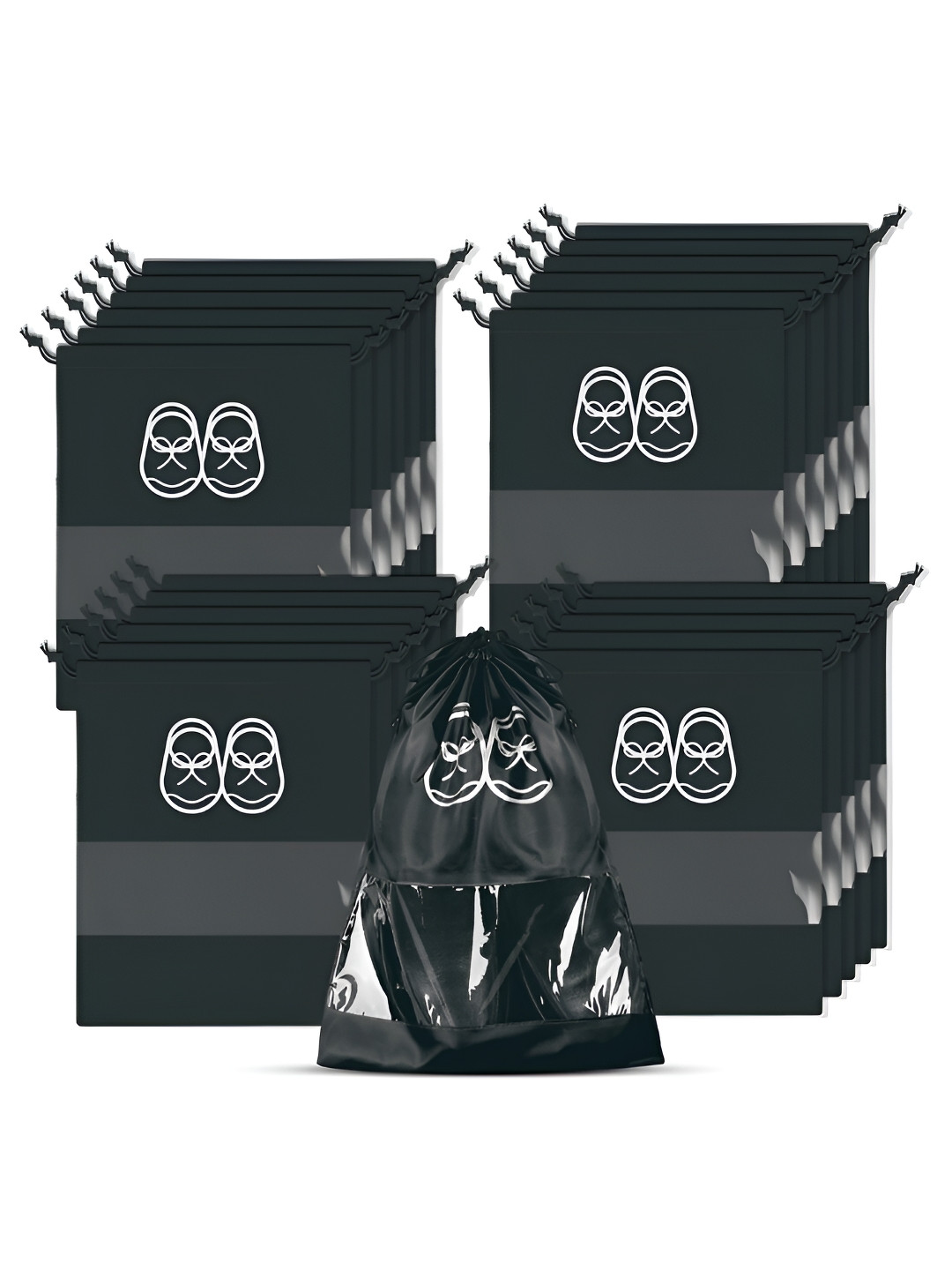 

Kuber Industries Black 24 Pieces Printed Fabric Multi-Utility Organisers