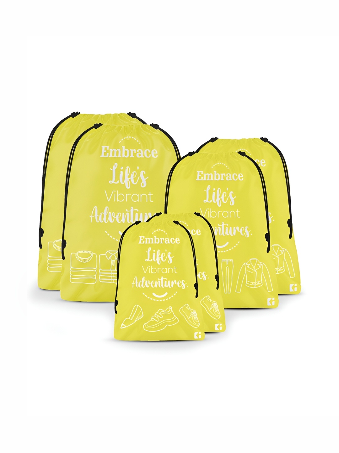 

Kuber Industries Yellow 6 Pieces Printed Fabric Multi-Utility Organisers