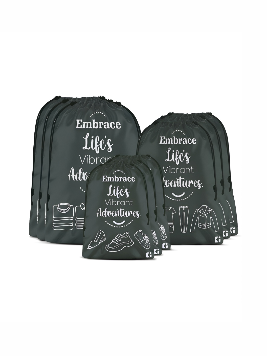 

Kuber Industries Grey 9 Pieces Printed Fabric Multi-Utility Organisers