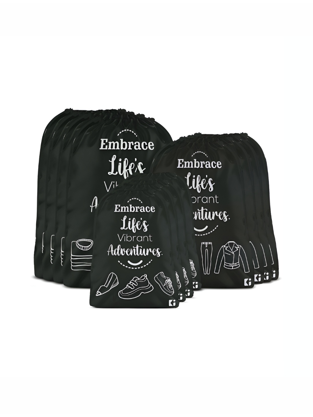 

Kuber Industries Black 12 Pieces Printed Fabric Multi-Utility Organisers