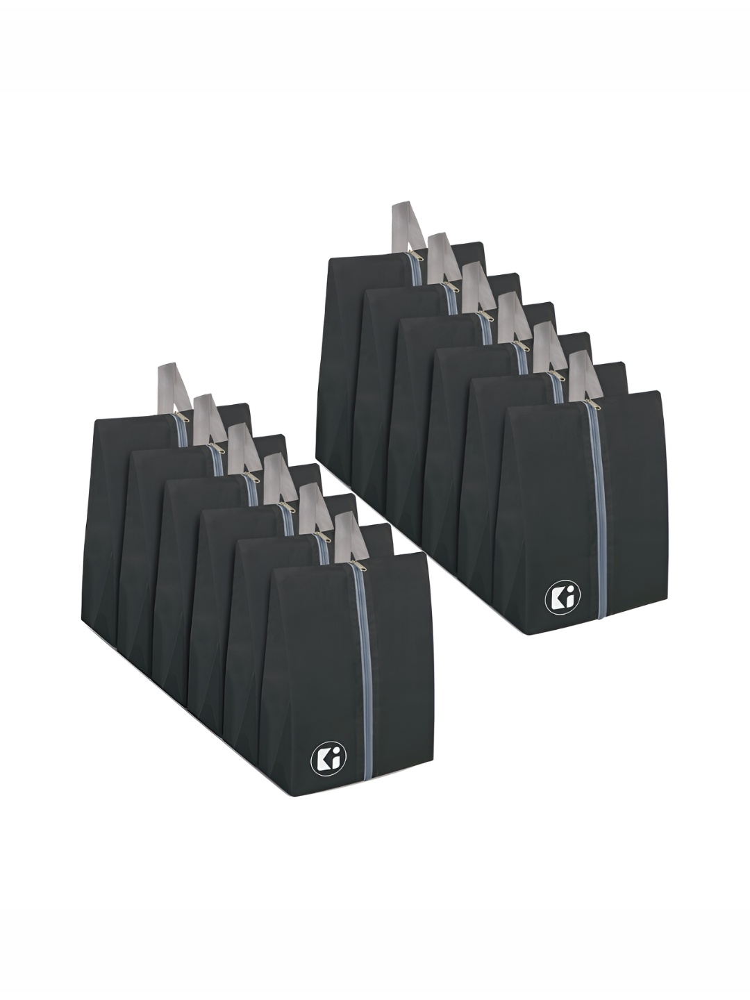 

Kuber Industries Pack Of 12 Zipper Travel Shoe Organizers, Black