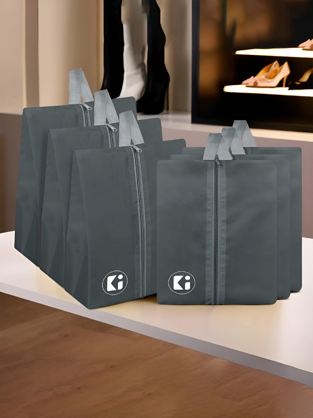 

Kuber Industries 6-Pcs Waterproof Shoe Bags, Grey