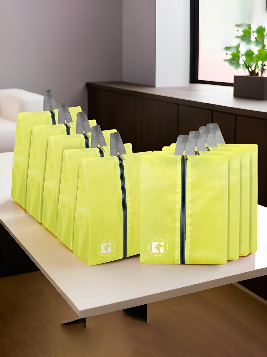 

Kuber Industries Pack Of 9 Zippered Shoe Bags, Yellow