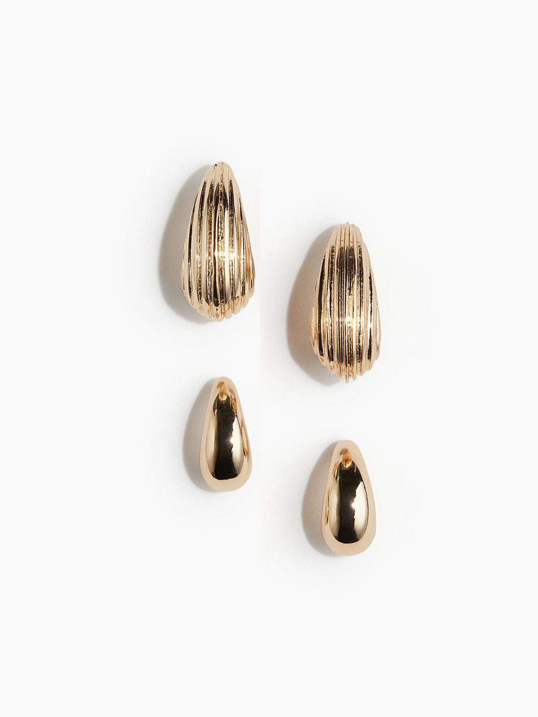 

H&M 2 Pairs Dome Earrings, Gold