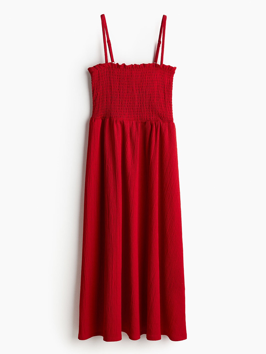 

H&M Women Smocked-Bodice Dress, Red