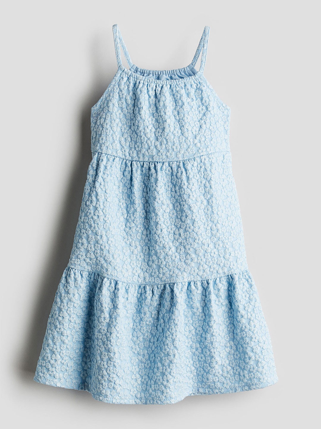 

H&M Girls Jacquard-Weave Tiered Dress, Blue