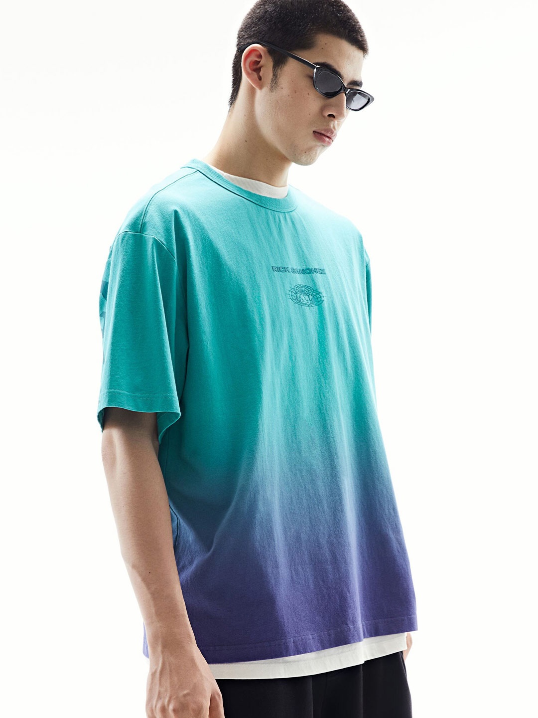 

H&M Loose Fit Printed T-shirt, Turquoise blue