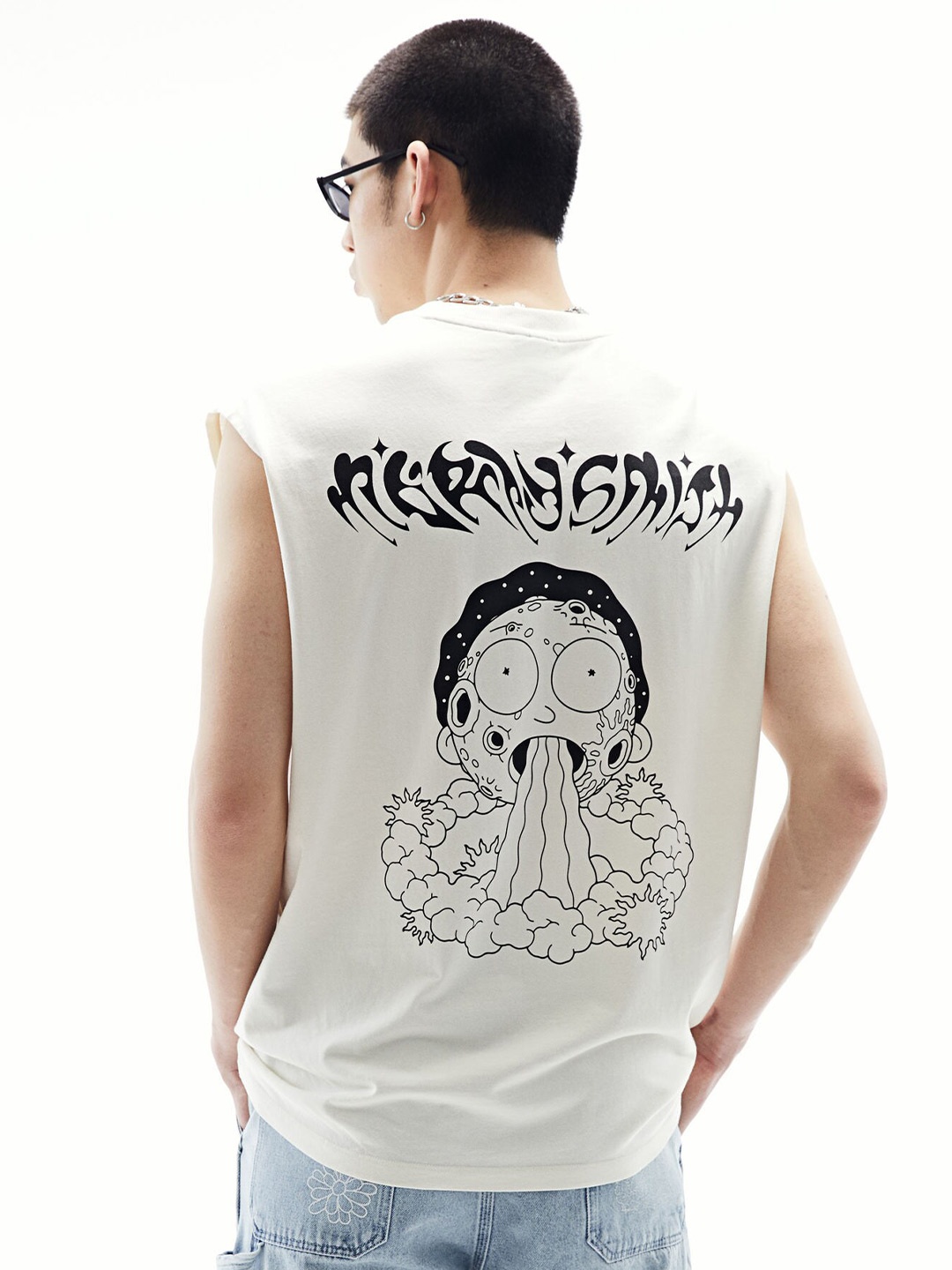 

H&M Loose Fit Printed Vest Top, White