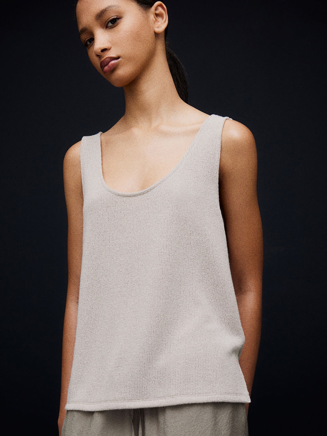 

H&M Knitted Vest Top, Beige