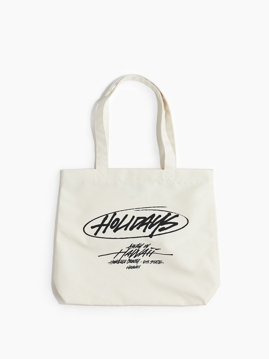 

H&M Printed Canvas Shopper, White