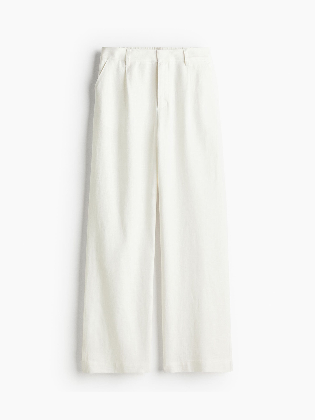 

H&M Women Linen-Blend Tailored Trousers, White