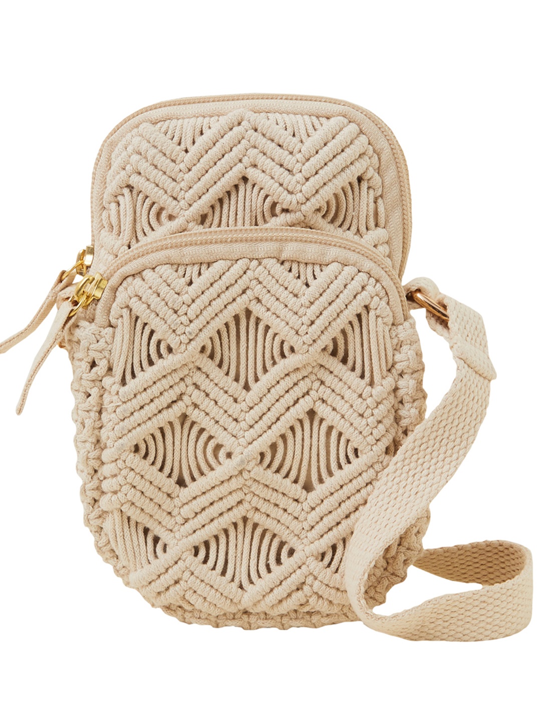 

Accessorize Self Design Cotton Mobile Pouch, Cream