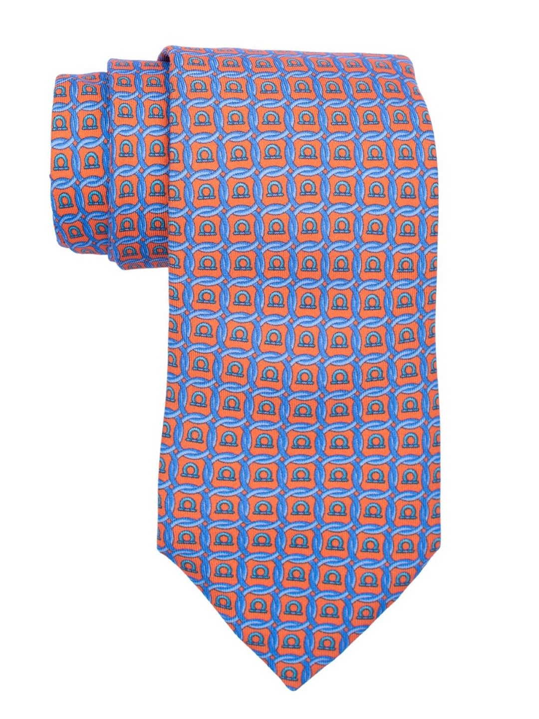 

The Tie Hub Men Printed Pure Silk Skinny Tie, Orange