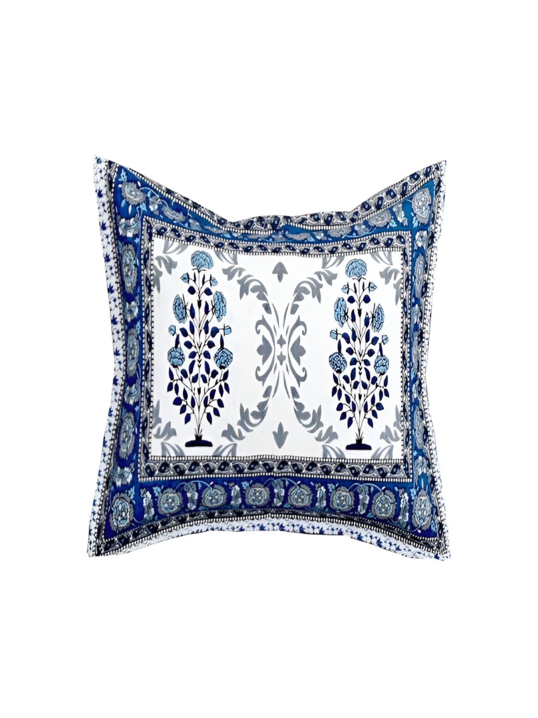 

Aura Blue & White Ethnic Motifs 180 TC Cotton King Bedsheet With 2 Pillow Covers