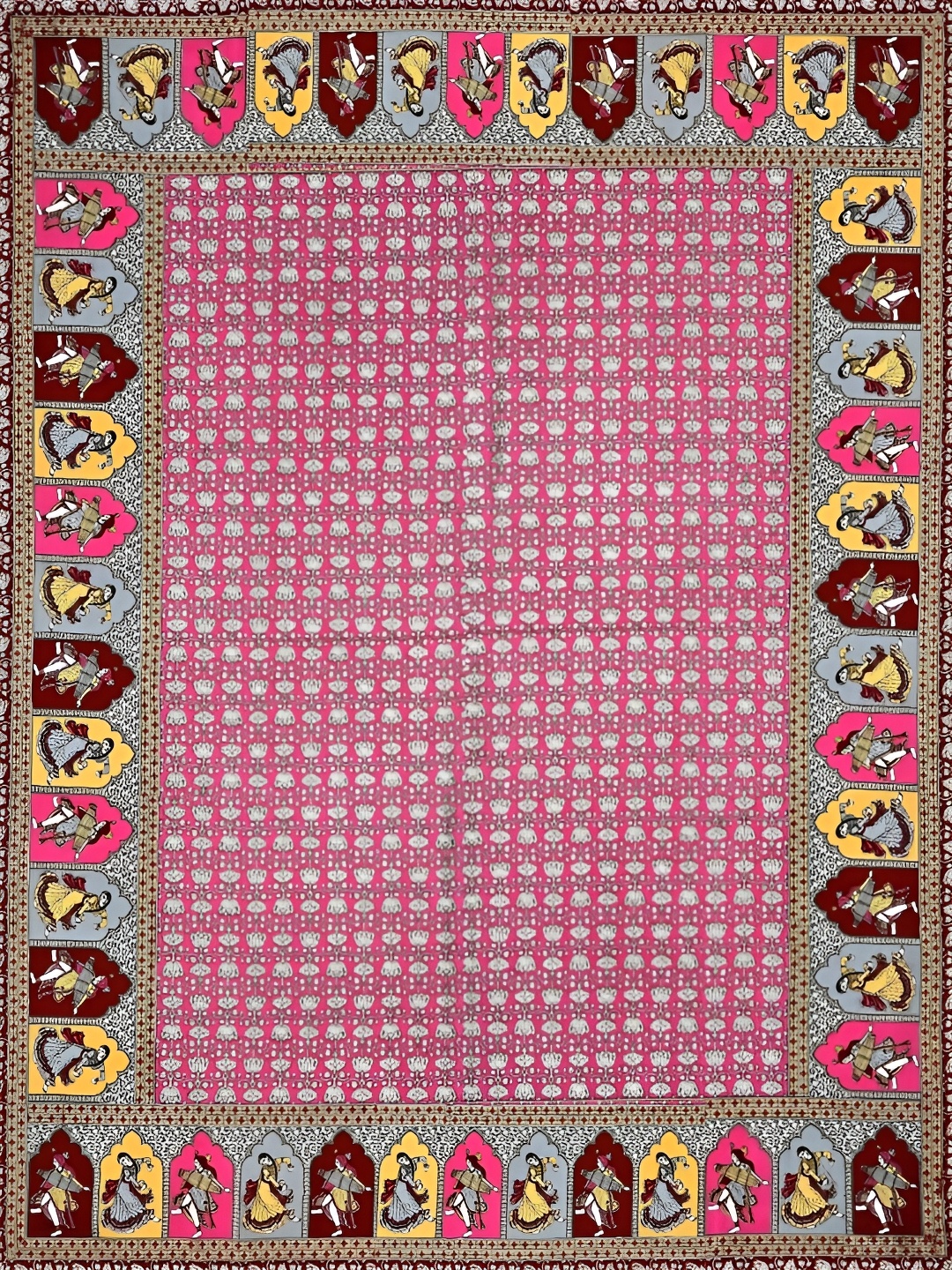 

Aura Pink & Yellow Ethnic Motifs Printed Cotton 180 TC King Bedsheet with 2 Pillow Covers