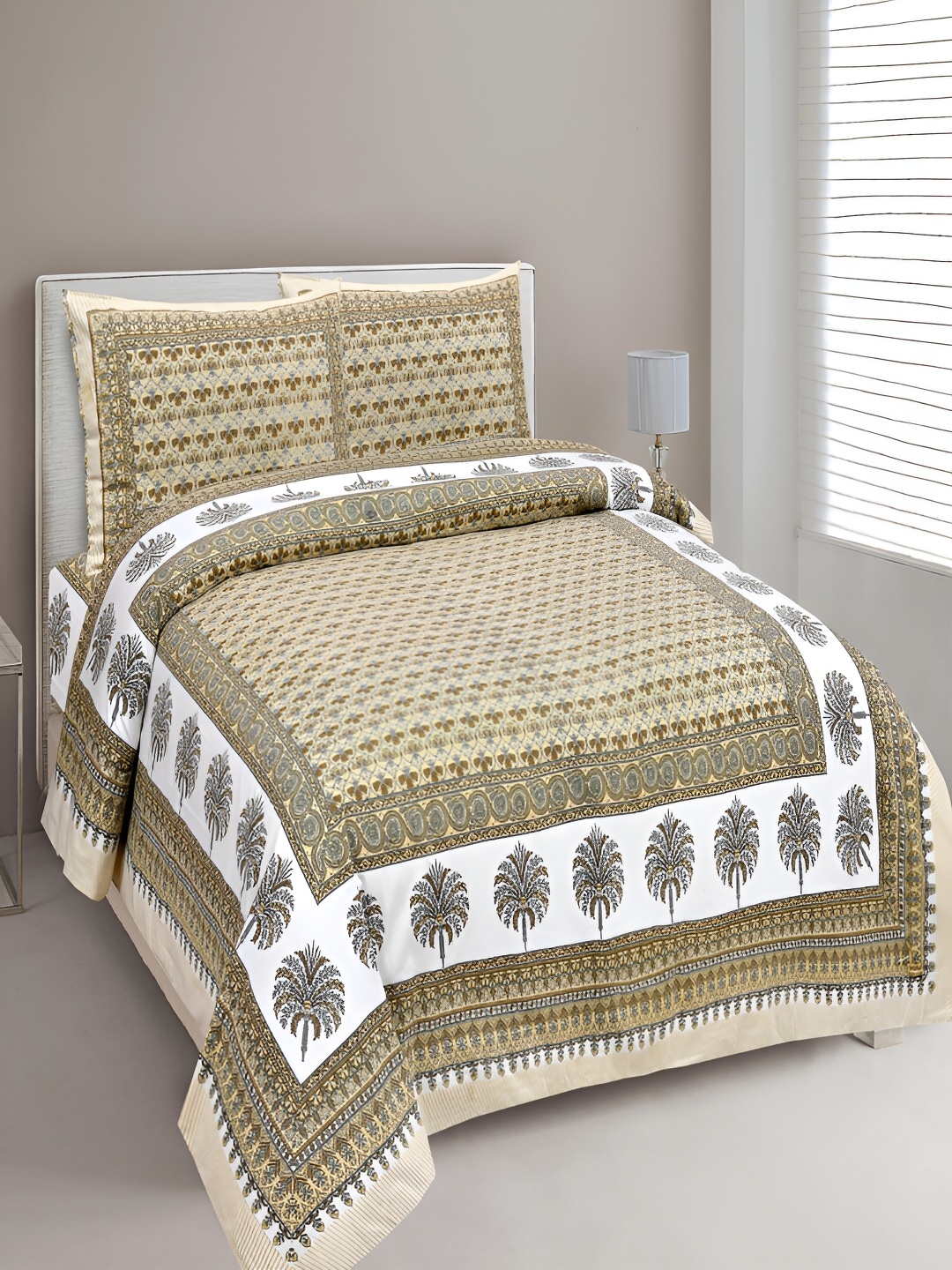 

Aura Yellow & White Floral 180 TC King Bedsheet with 2 Pillow Covers