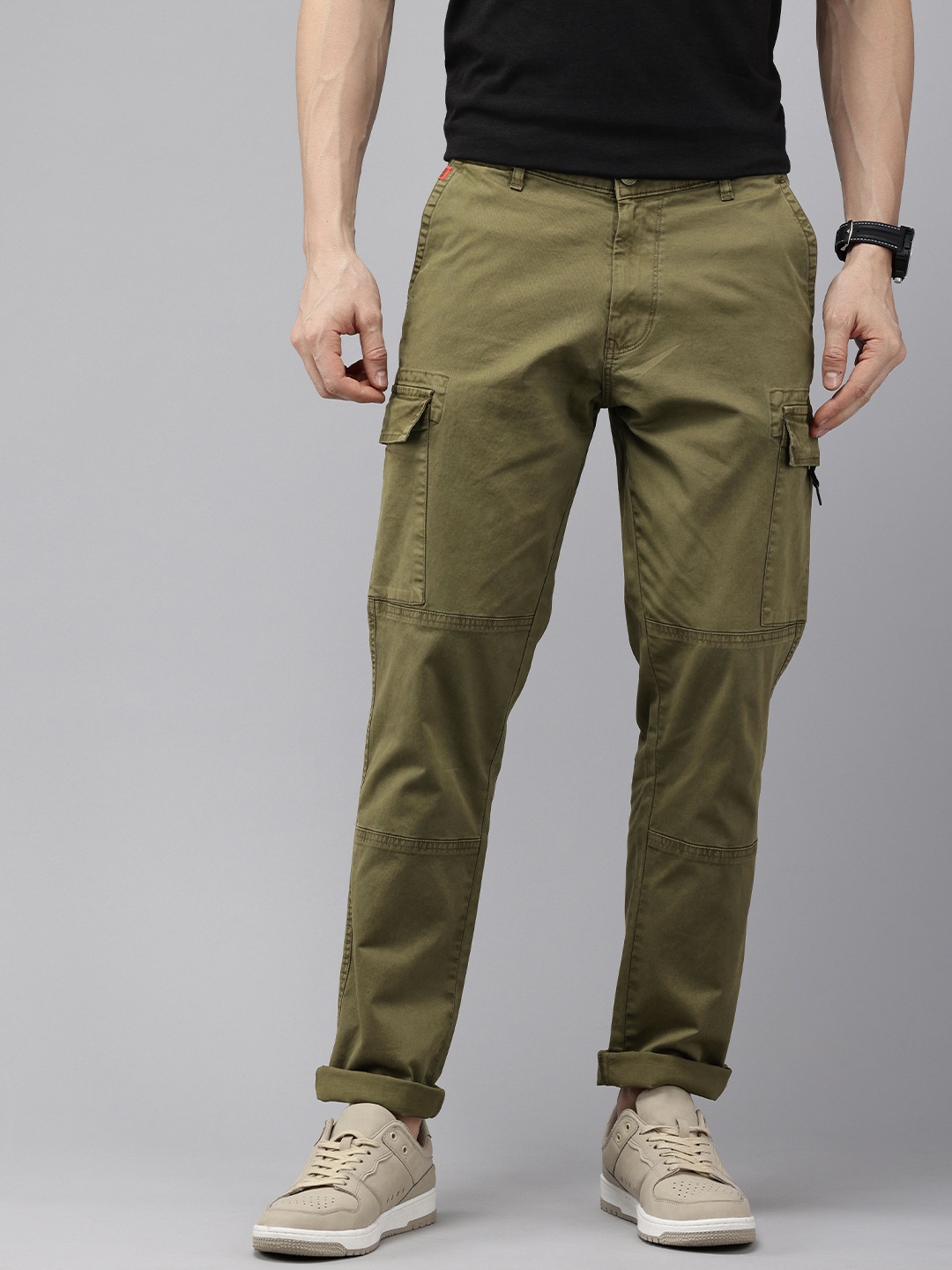 

SPYKAR Men Cargos Trousers, Olive