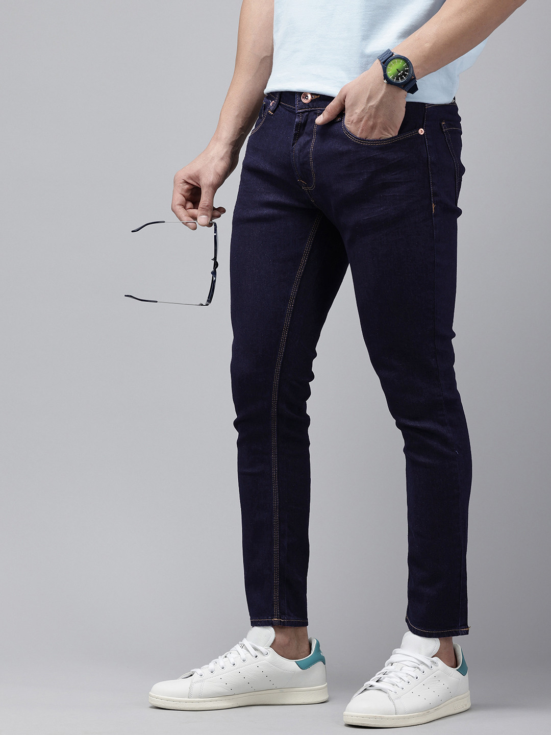 

SPYKAR Men Kano Slim Fit Tapered Leg Stretchable Jeans, Blue