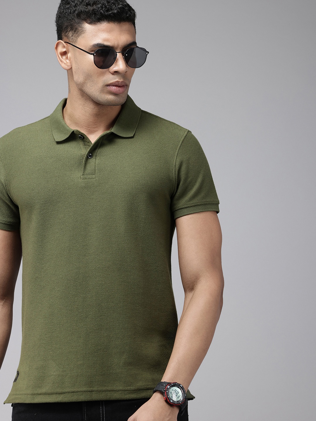 

SPYKAR Polo Collar Slim Fit T-shirt, Olive