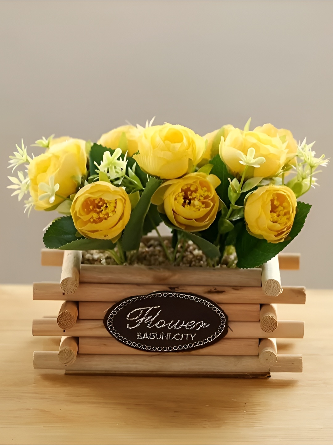 

UMAI Yellow Roses Artificial Flower With Pot