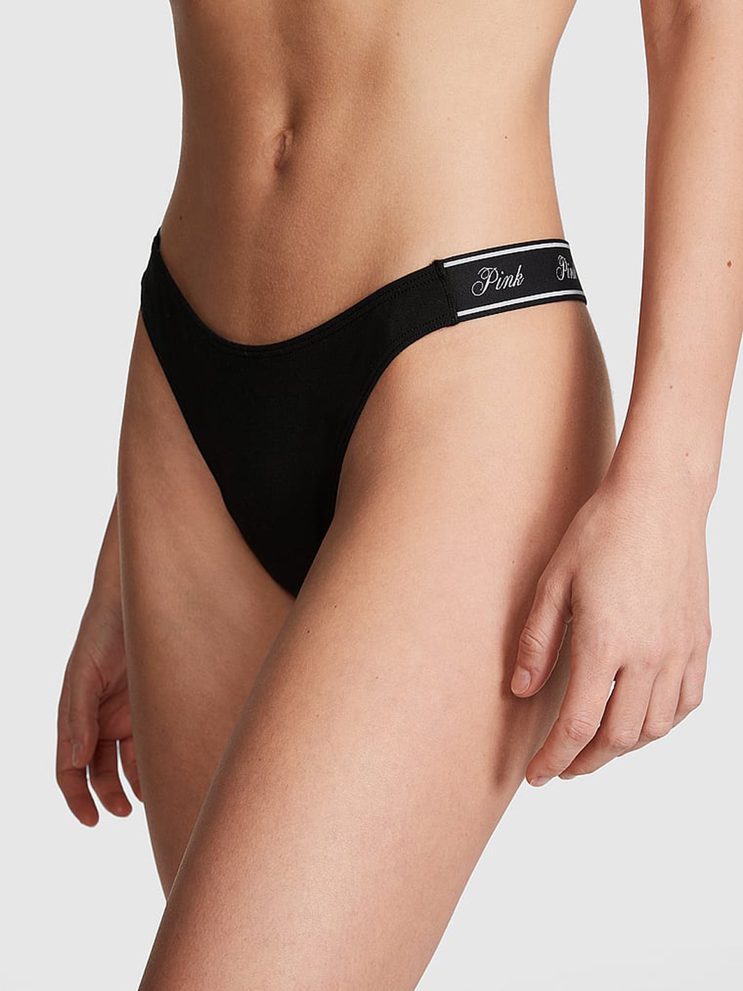 

Victoria's Secret PINK Logo Printed Scoop Thong Briefs, Black