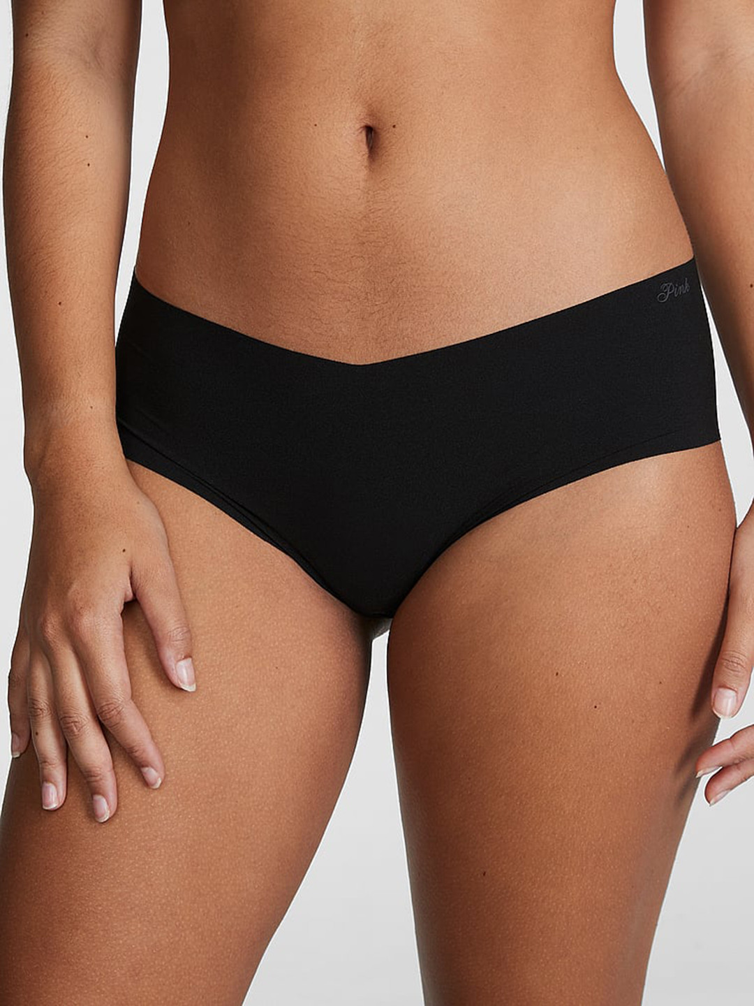 

Victoria's Secret PINK No-Show Hiphugger Hipster Briefs, Black