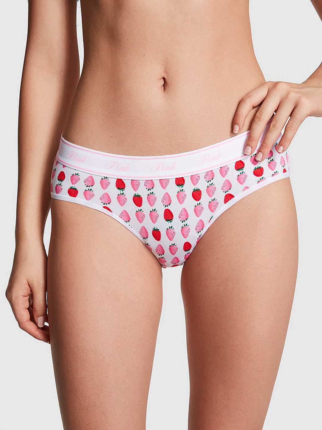 

Victoria's Secret PINK Conversational Printed Low-Rise Hiphugger Hipster Briefs, White