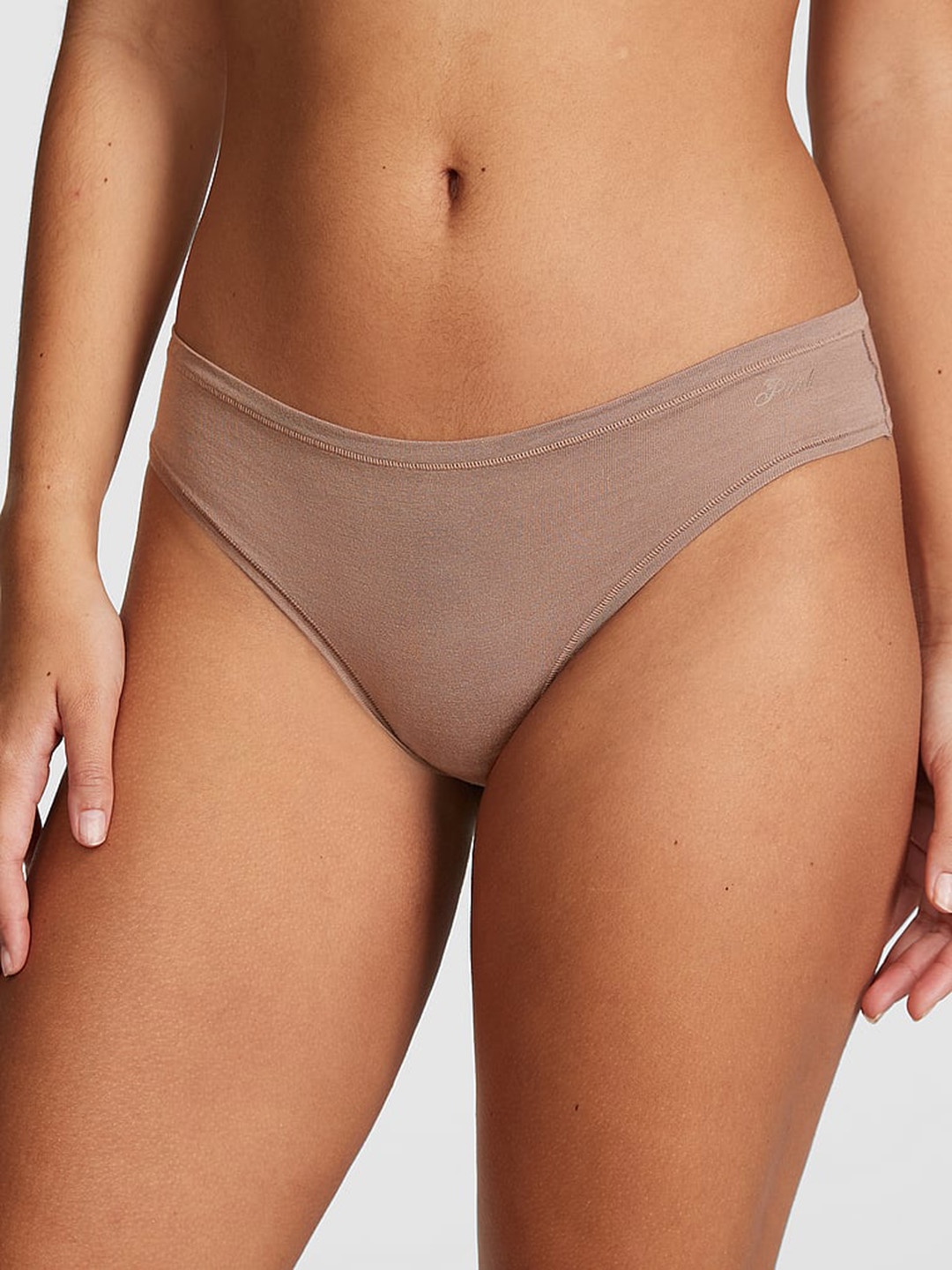 

Victoria's Secret PINK Low-Rise Cheeky Basic Briefs, Brown