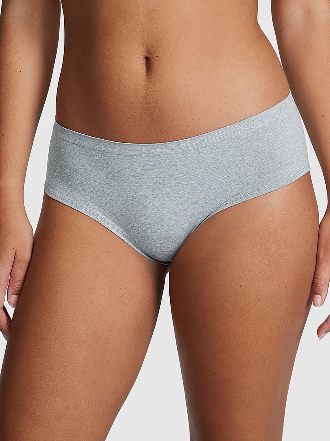

Victoria's Secret PINK Mid Rise Seamless Hiphugger Hipster Briefs, Grey